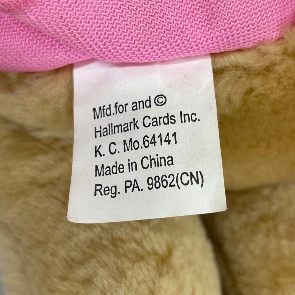 Hallmark Vintage Magnetic Kissing Teddy Bears Set Pink Purple Heart Outfits 90s